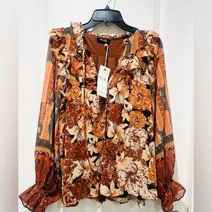 Women’s Floral Ruffle Blouse - Rust Multi by White House Black Market